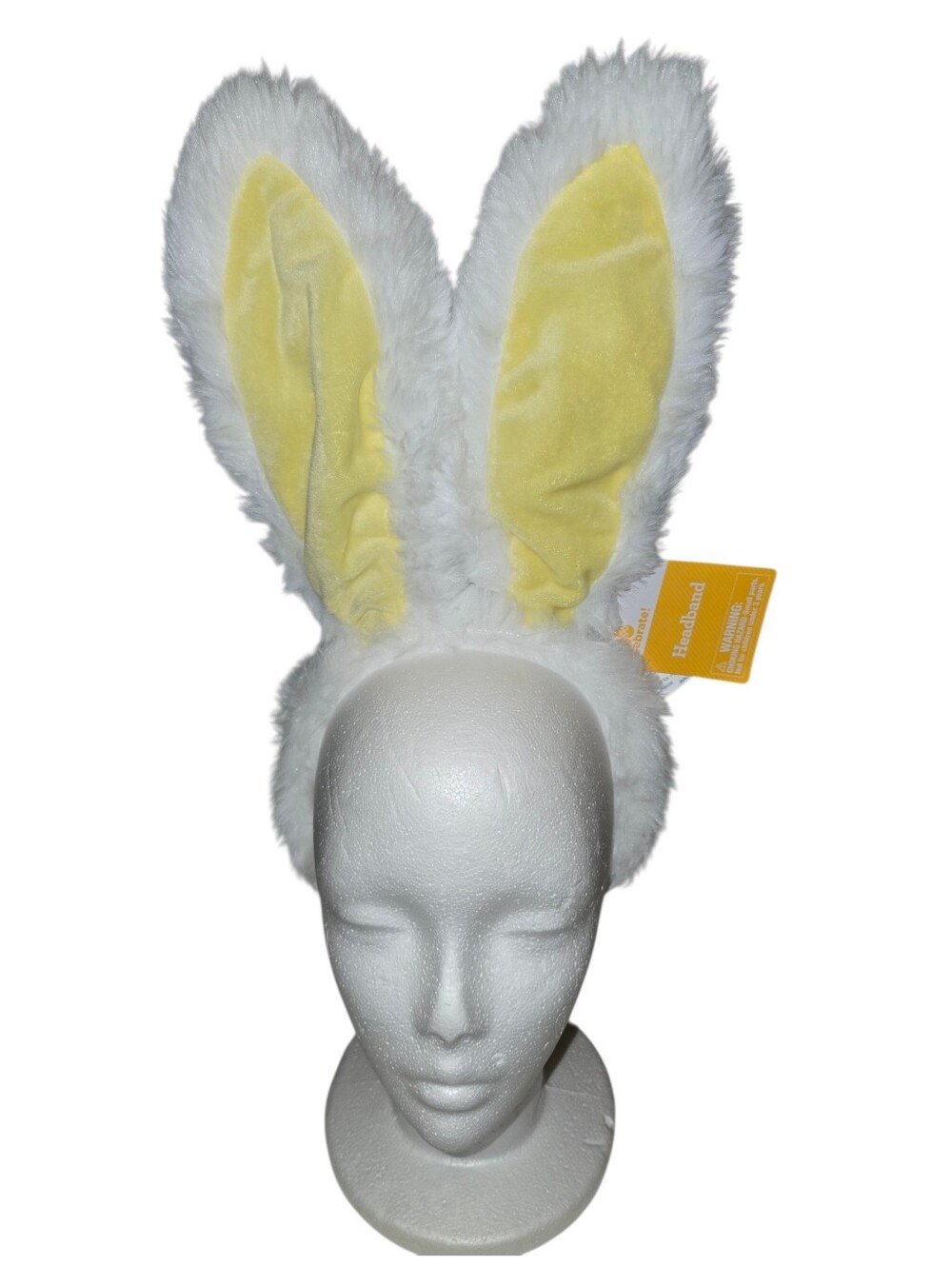Adult Large White and Yellow Bunny Ear Headband